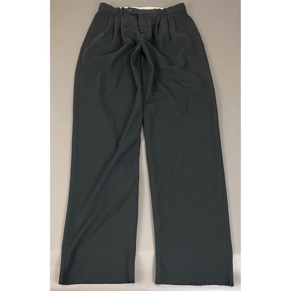 Vintage Pleated Dress Pants Men's Size 33x33 Hunting Horn Trousers Black
